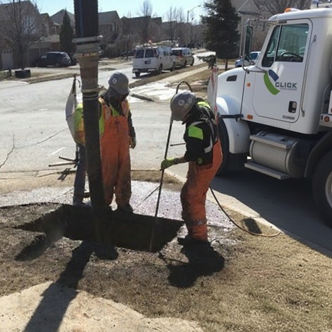 Working on Street with Hydrovac